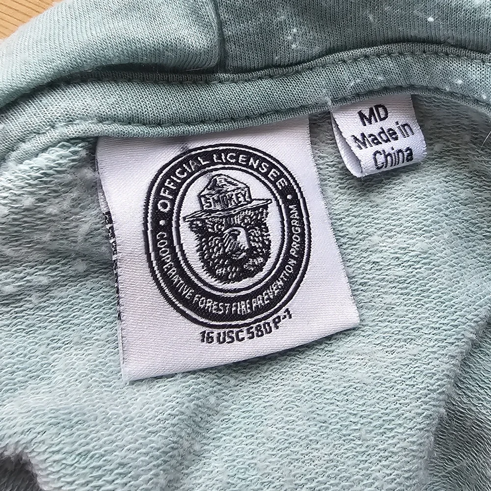 Smokey The Bear Faded Sea Foam Teal Graphic Hoodie - Picture 5 of 5